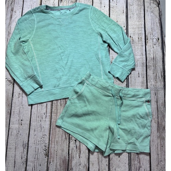 Tommy Bahama Tops - Tommy Bahama Green‎ Heathered Lounge Set Crewneck Short Set Pima Women's M/L